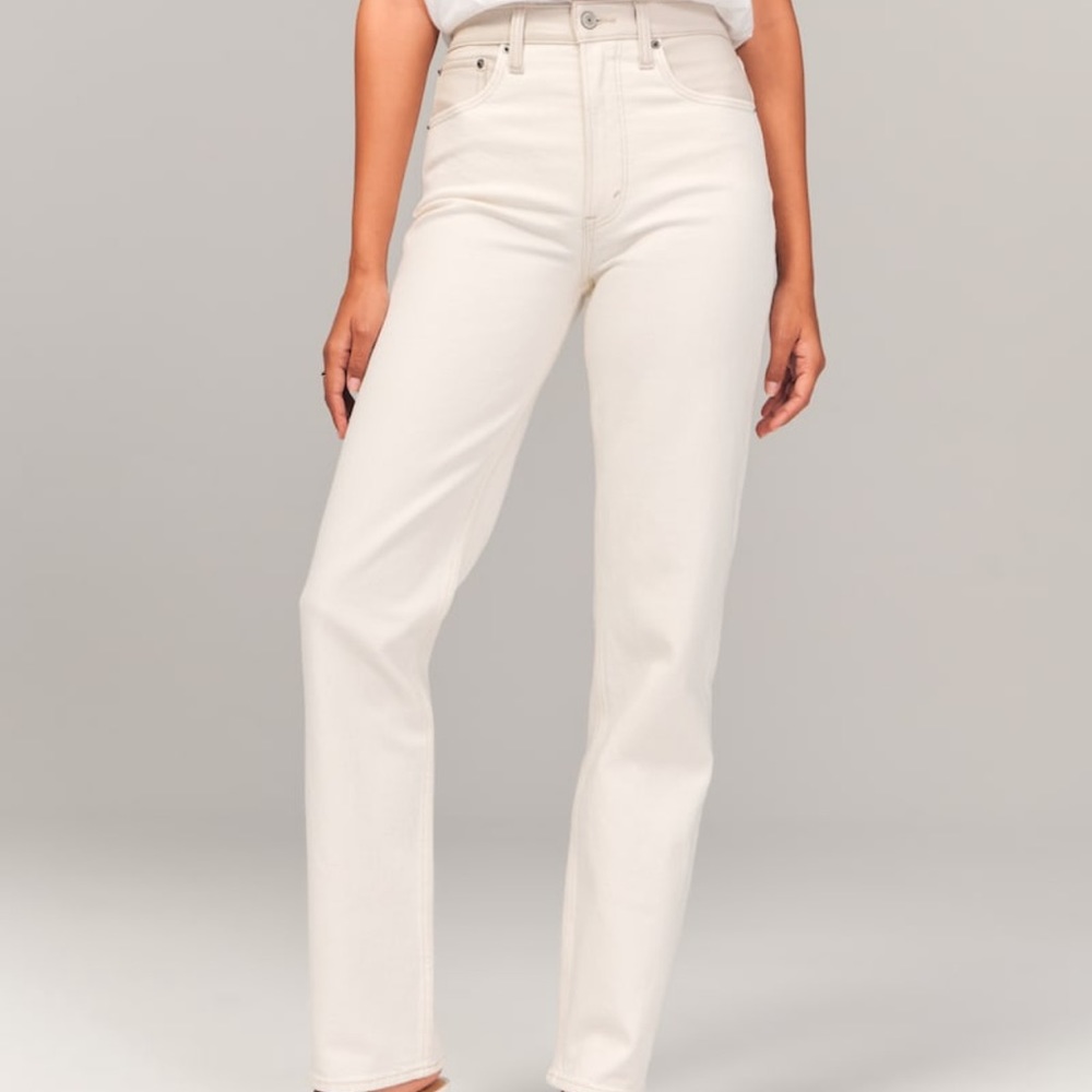 abercrombie mixed fabric ultra high rise 90s straight jean